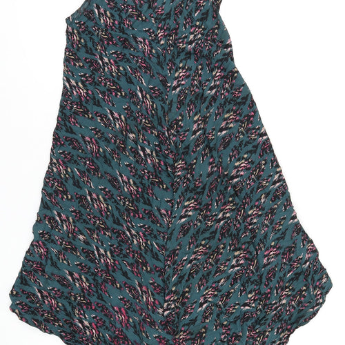 La Mary Womens Green Geometric Viscose A-Line Size S Scoop Neck Pullover