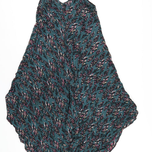 La Mary Womens Green Geometric Viscose A-Line Size S Scoop Neck Pullover