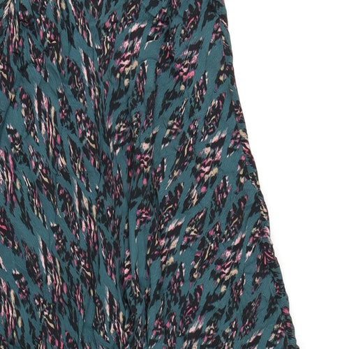 La Mary Womens Green Geometric Viscose A-Line Size S Scoop Neck Pullover