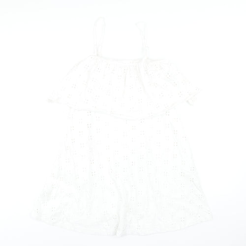 ASOS Womens White Cotton A-Line Size 12 Square Neck Pullover