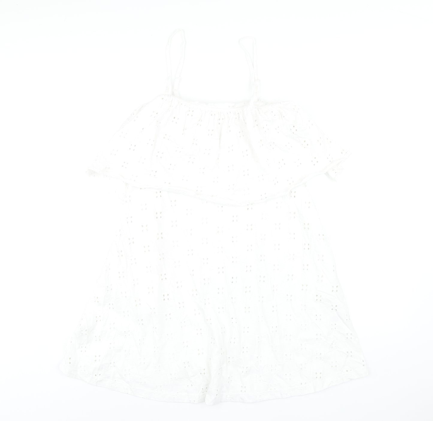 ASOS Womens White Cotton A-Line Size 12 Square Neck Pullover