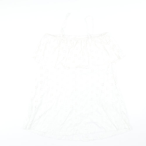 ASOS Womens White Cotton A-Line Size 12 Square Neck Pullover