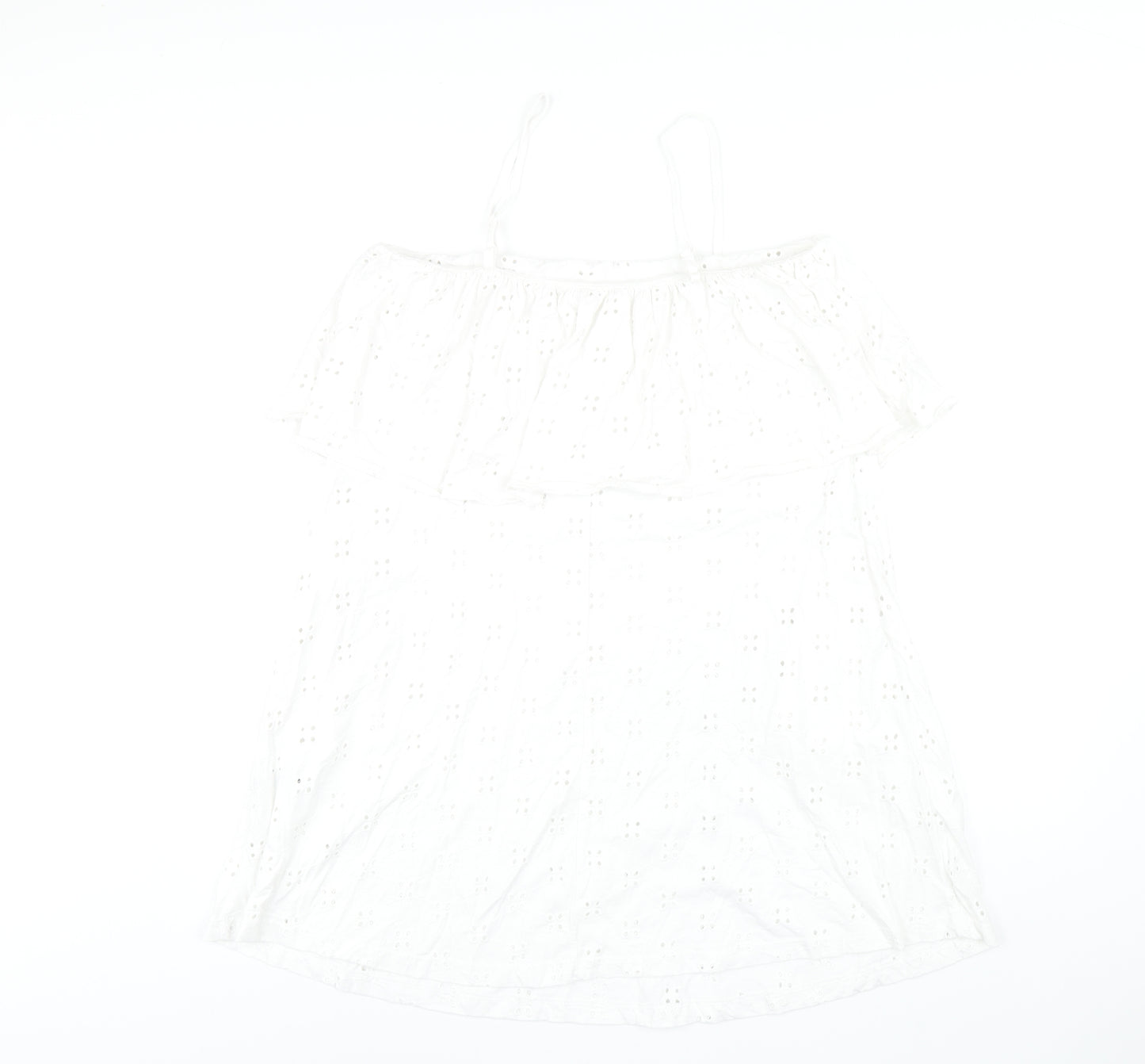 ASOS Womens White Cotton A-Line Size 12 Square Neck Pullover