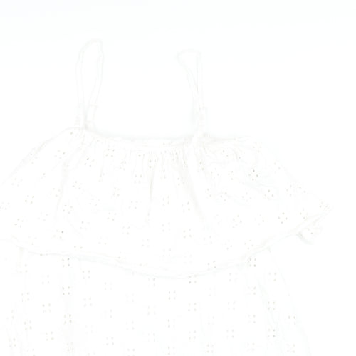 ASOS Womens White Cotton A-Line Size 12 Square Neck Pullover
