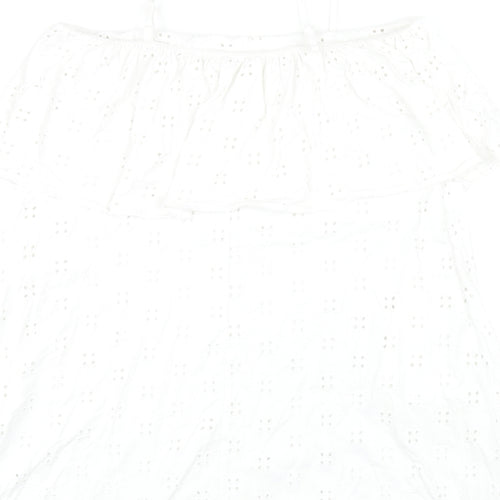 ASOS Womens White Cotton A-Line Size 12 Square Neck Pullover