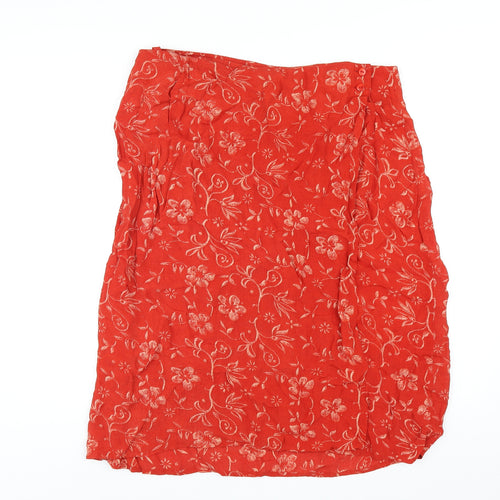 Isabelle Womens Orange Geometric Viscose A-Line Skirt Size 18 Button