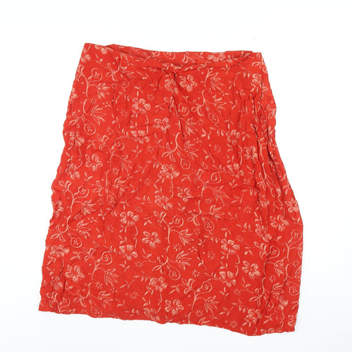 Isabelle Womens Orange Geometric Viscose A-Line Skirt Size 18 Button