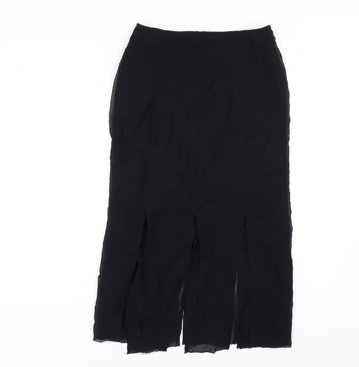 Wallis Womens Black Polyester A-Line Skirt Size 10 Zip