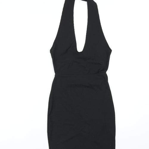 PRETTYLITTLETHING Womens Black Polyester Bodycon Size 8 Halter Pullover