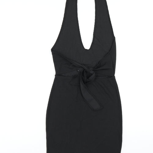 PRETTYLITTLETHING Womens Black Polyester Bodycon Size 8 Halter Pullover