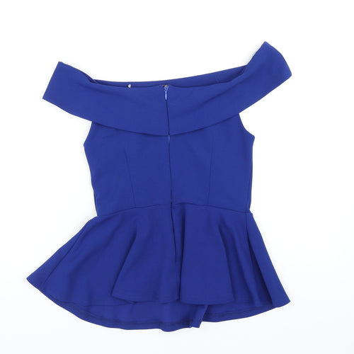 New Look Womens Blue Polyester Basic Blouse Size 10 Off the Shoulder - Peplum