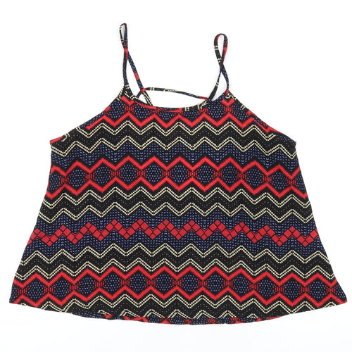 Hearts & Bows Womens Multicoloured Geometric Polyester Camisole T-Shirt Size 8 Round Neck