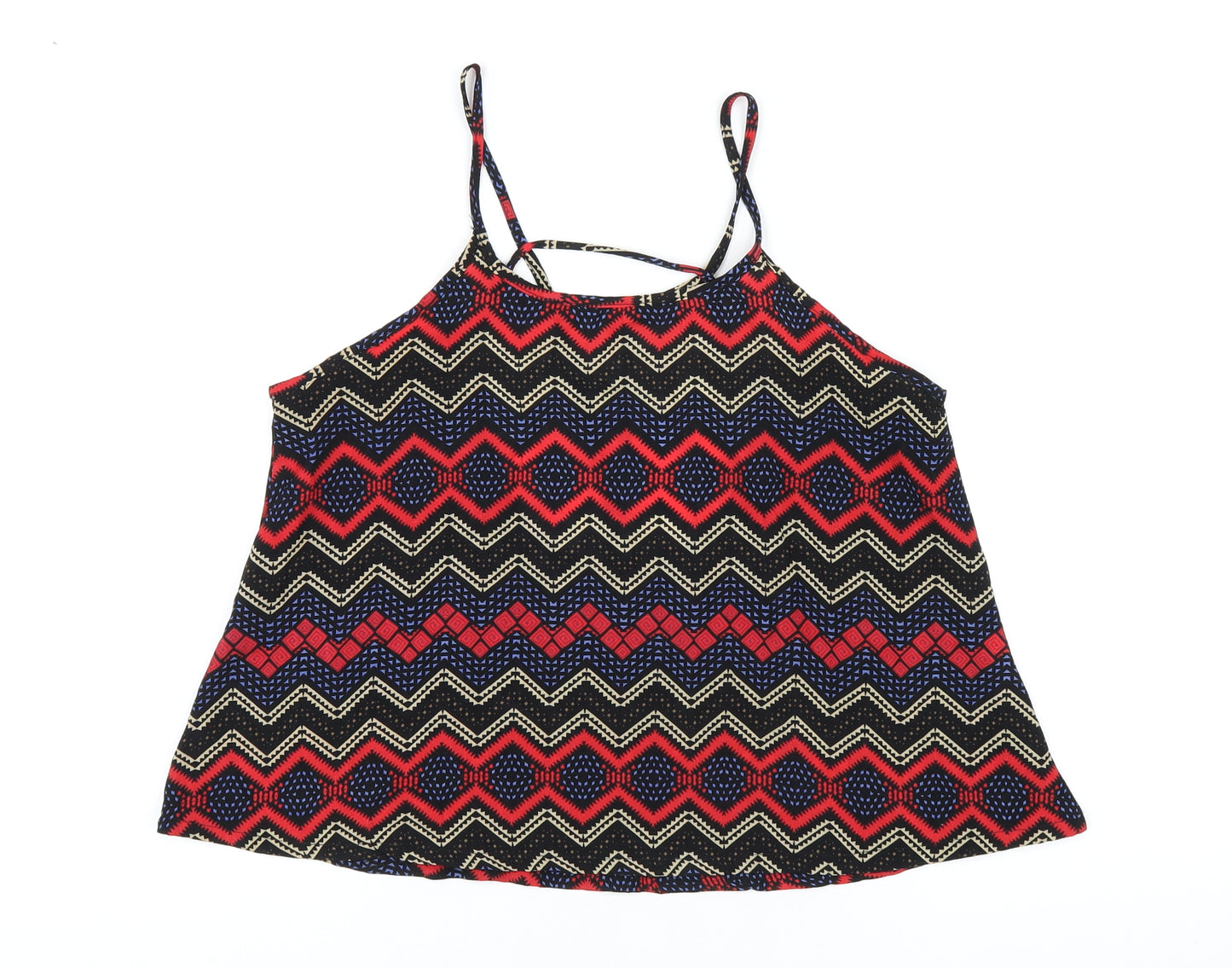 Hearts & Bows Womens Multicoloured Geometric Polyester Camisole T-Shirt Size 8 Round Neck