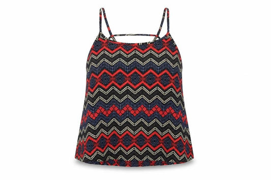 Front view of Hearts & Bows women’s multicoloured geometric polyester camisole t-shirt, size UK 8, round neck