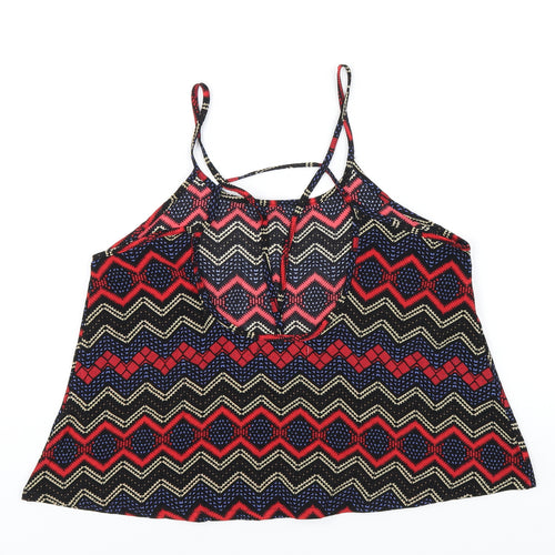 Hearts & Bows Womens Multicoloured Geometric Polyester Camisole T-Shirt Size 8 Round Neck