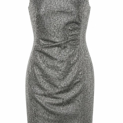 bonprix Womens Gold Polyester Pencil Dress Size 12 Round Neck Zip
