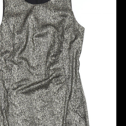 bonprix Womens Gold Polyester Pencil Dress Size 12 Round Neck Zip
