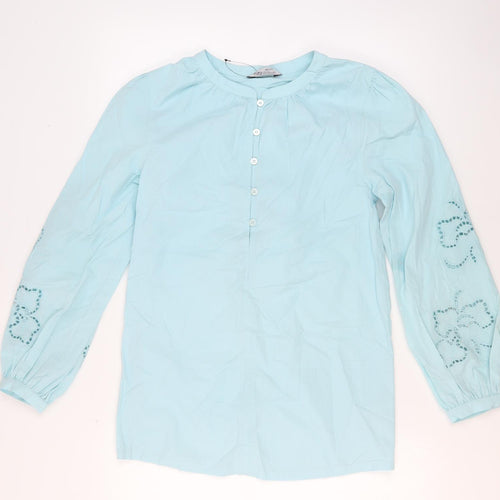 Marks and Spencer Women's Blue Cotton Blouse Size 6