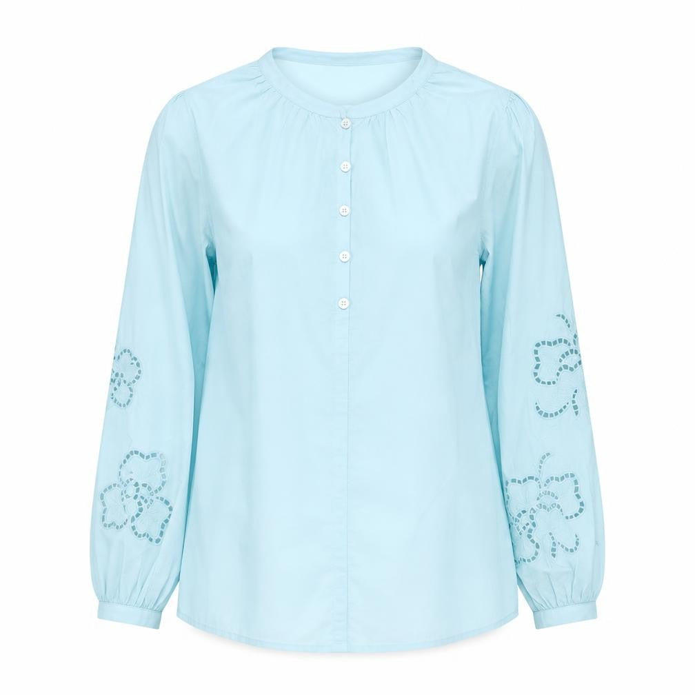 Front view of Marks & Spencer Women's Blue Cotton Blouse, size 6