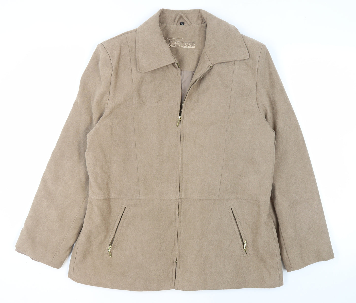 Finesse Women's Beige Full Zip Jacket Size 16