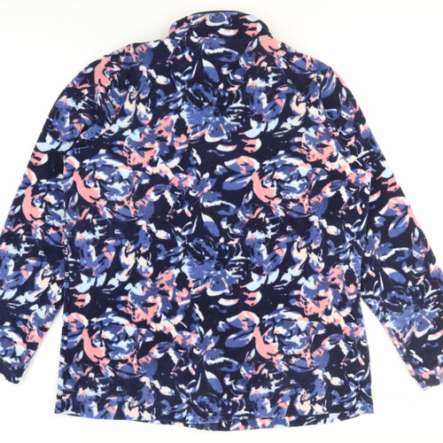 Damart Women's Blue Floral Fleece Jacket Size 10