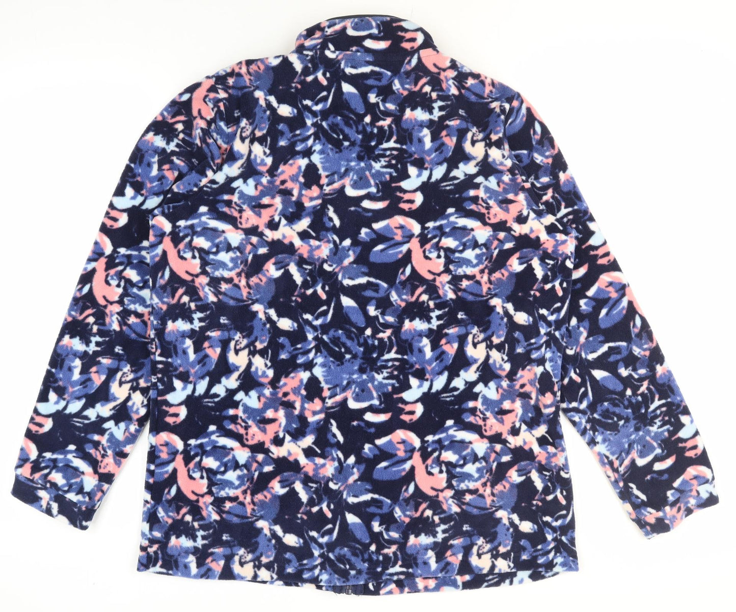 Damart Women's Blue Floral Fleece Jacket Size 10