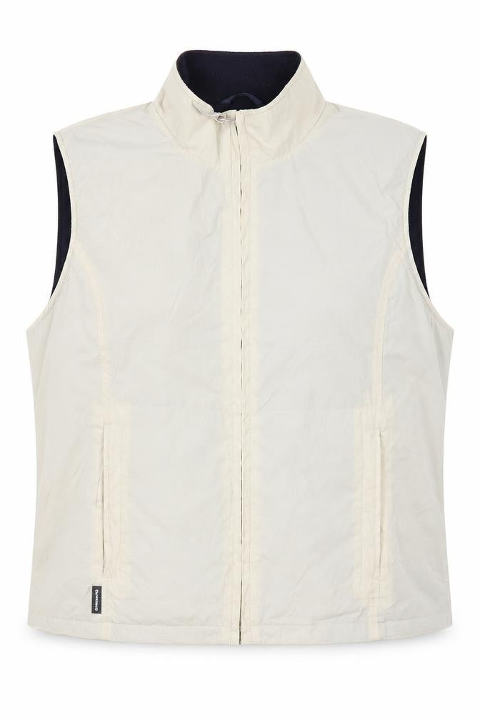 Front view of Dannimac Beige unisex waistcoat l zip casual