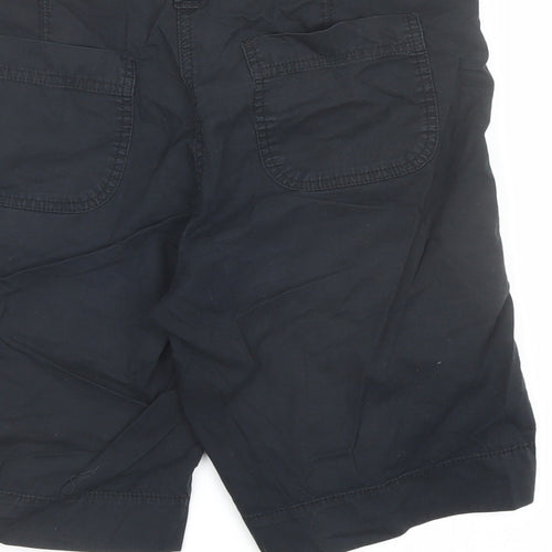 Marks and Spencer Womens Black 100% Cotton Bermuda Shorts Size 10 L9 in Regular Zip - Pockets