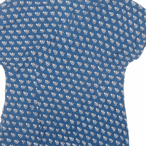 EAST Womens Blue Geometric Viscose Basic Blouse Size 16 V-Neck