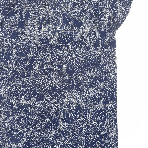 H&M Womens Blue Geometric Polyester Basic Blouse Size 8 V-Neck
