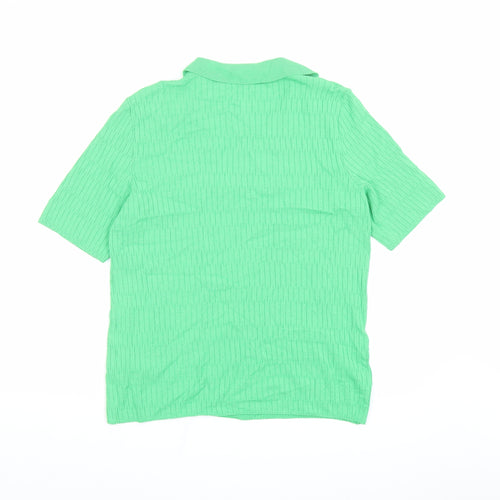 Marks and Spencer Womens Green Collared Viscose Pullover Jumper Size S