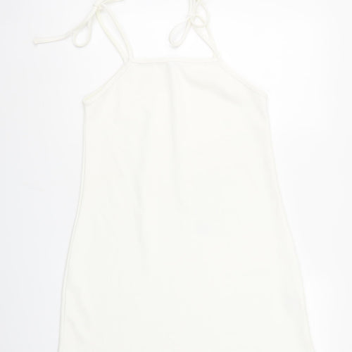 Missguided Womens White Polyester A-Line Size 10 Square Neck Tie