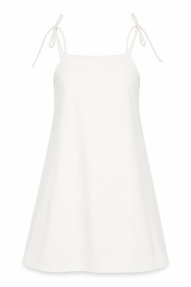 Front view of Missguided women’s white polyester a-line, size UK 10, square neck tie