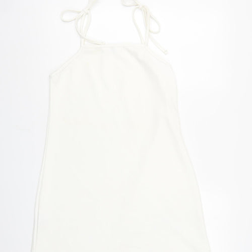 Missguided Womens White Polyester A-Line Size 10 Square Neck Tie