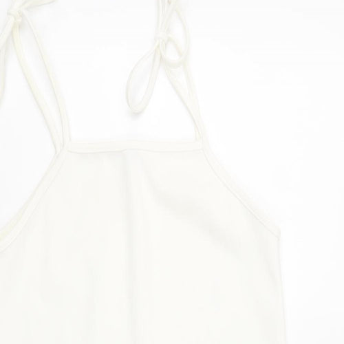 Missguided Womens White Polyester A-Line Size 10 Square Neck Tie