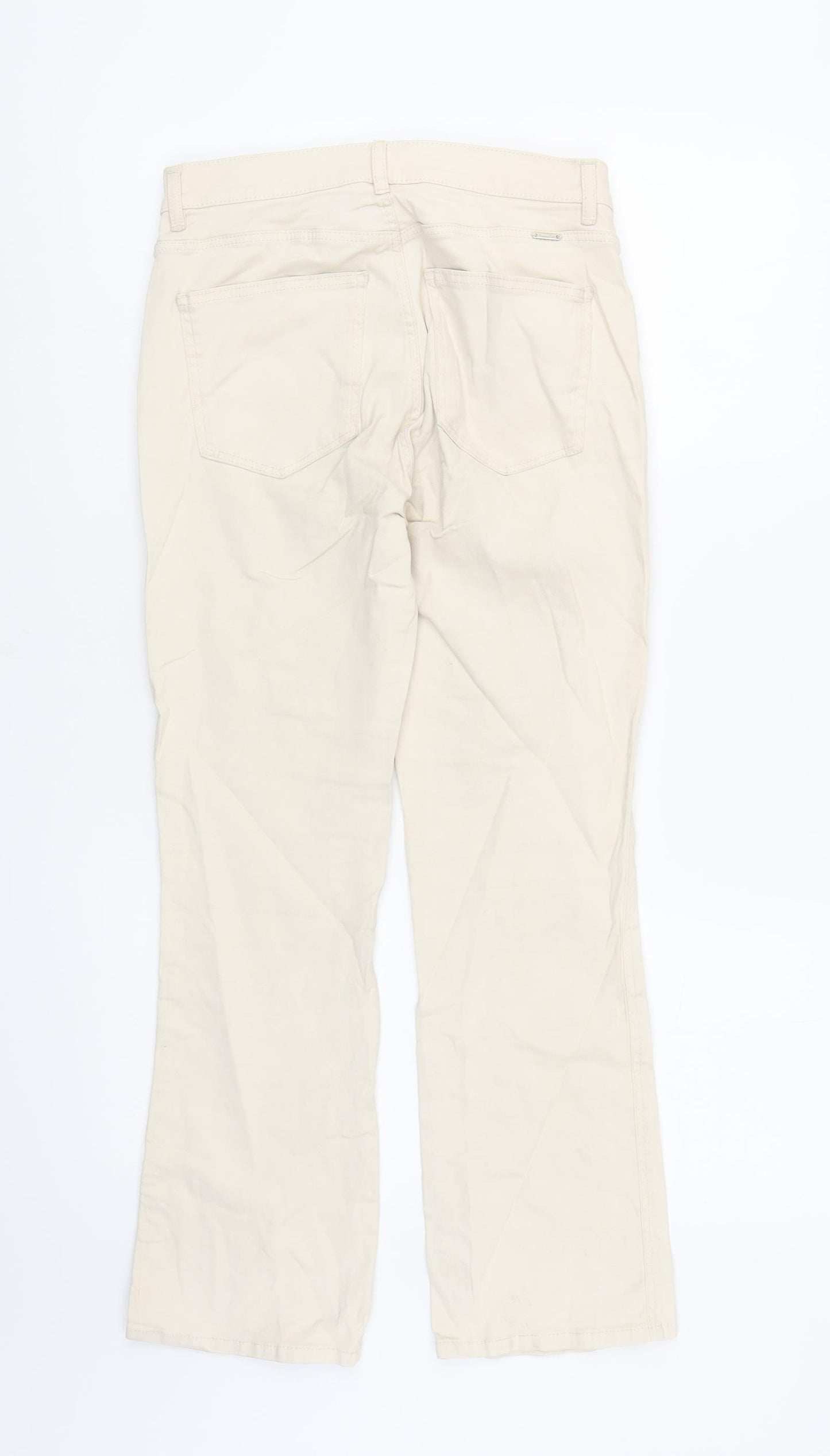 Massimo Dutti Womens Beige Cotton Straight Jeans Size 6 L27 in Regular Zip - Pockets
