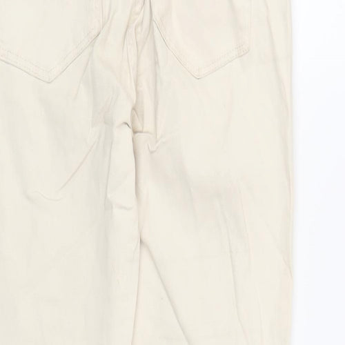 Massimo Dutti Womens Beige Cotton Straight Jeans Size 6 L27 in Regular Zip - Pockets