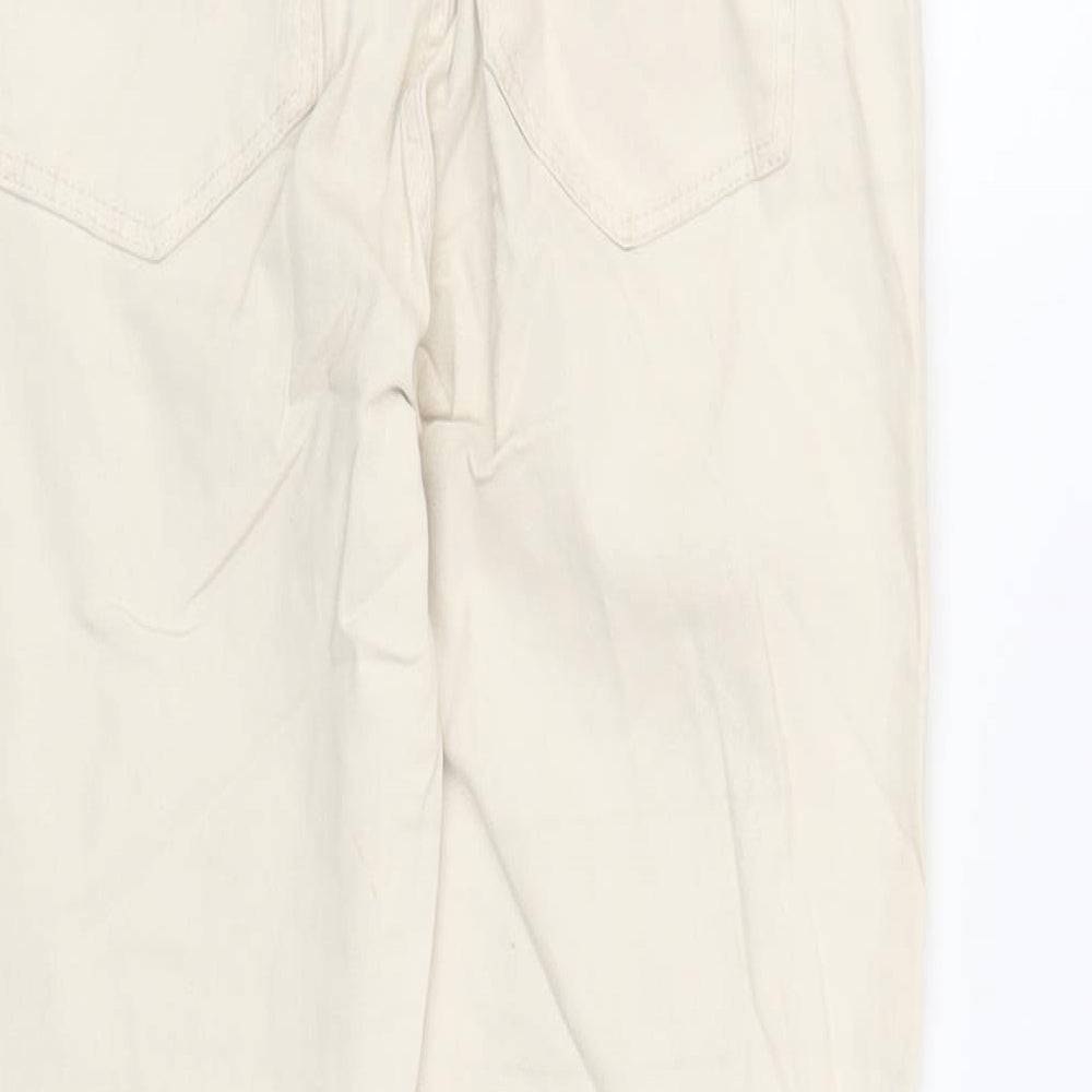 Massimo Dutti Womens Beige Cotton Straight Jeans Size 6 L27 in Regular Zip - Pockets