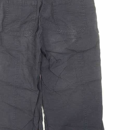 Marks and Spencer Womens Blue Cotton Cropped Trousers Size 10 L20 in Regular Zip - Pockets