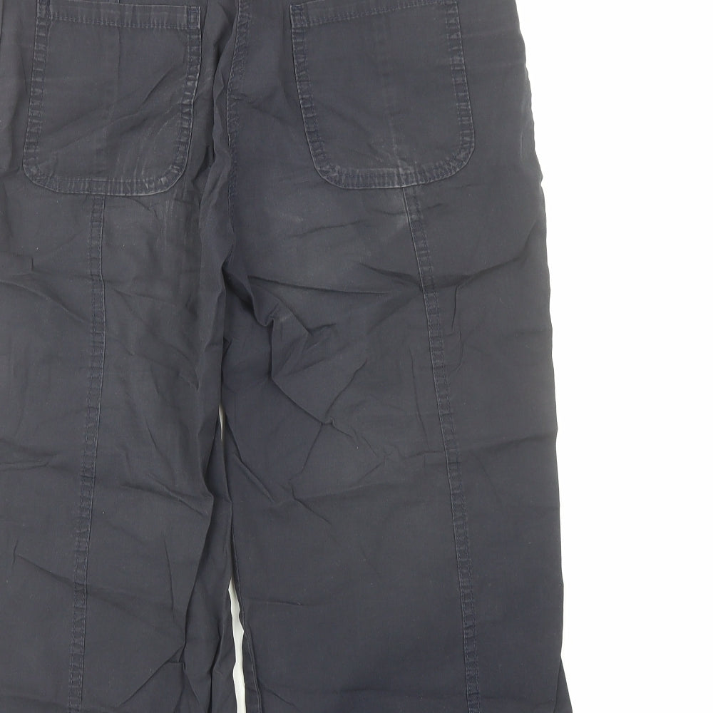 Marks and Spencer Womens Blue Cotton Cropped Trousers Size 10 L20 in Regular Zip - Pockets