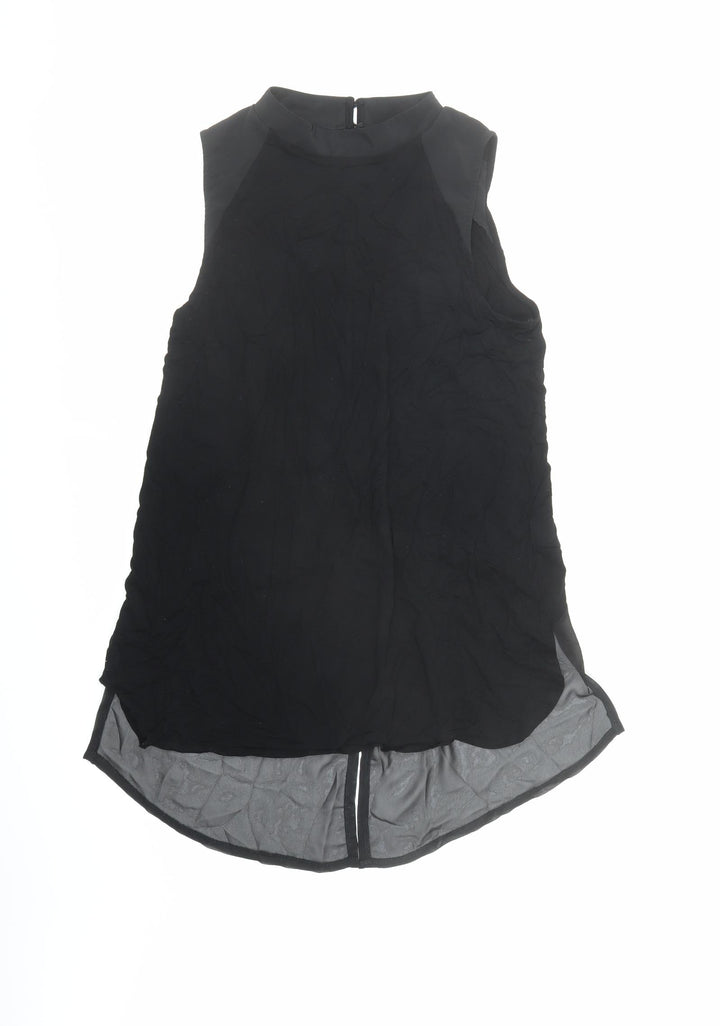 Oasis Womens Black Viscose Basic Blouse Size M Mock Neck