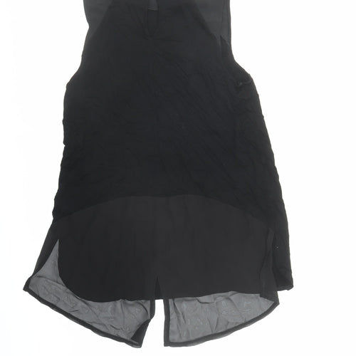 Oasis Womens Black Viscose Basic Blouse Size M Mock Neck