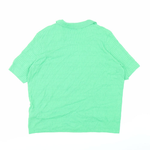 Marks and Spencer Womens Green Collared Viscose Pullover Jumper Size L