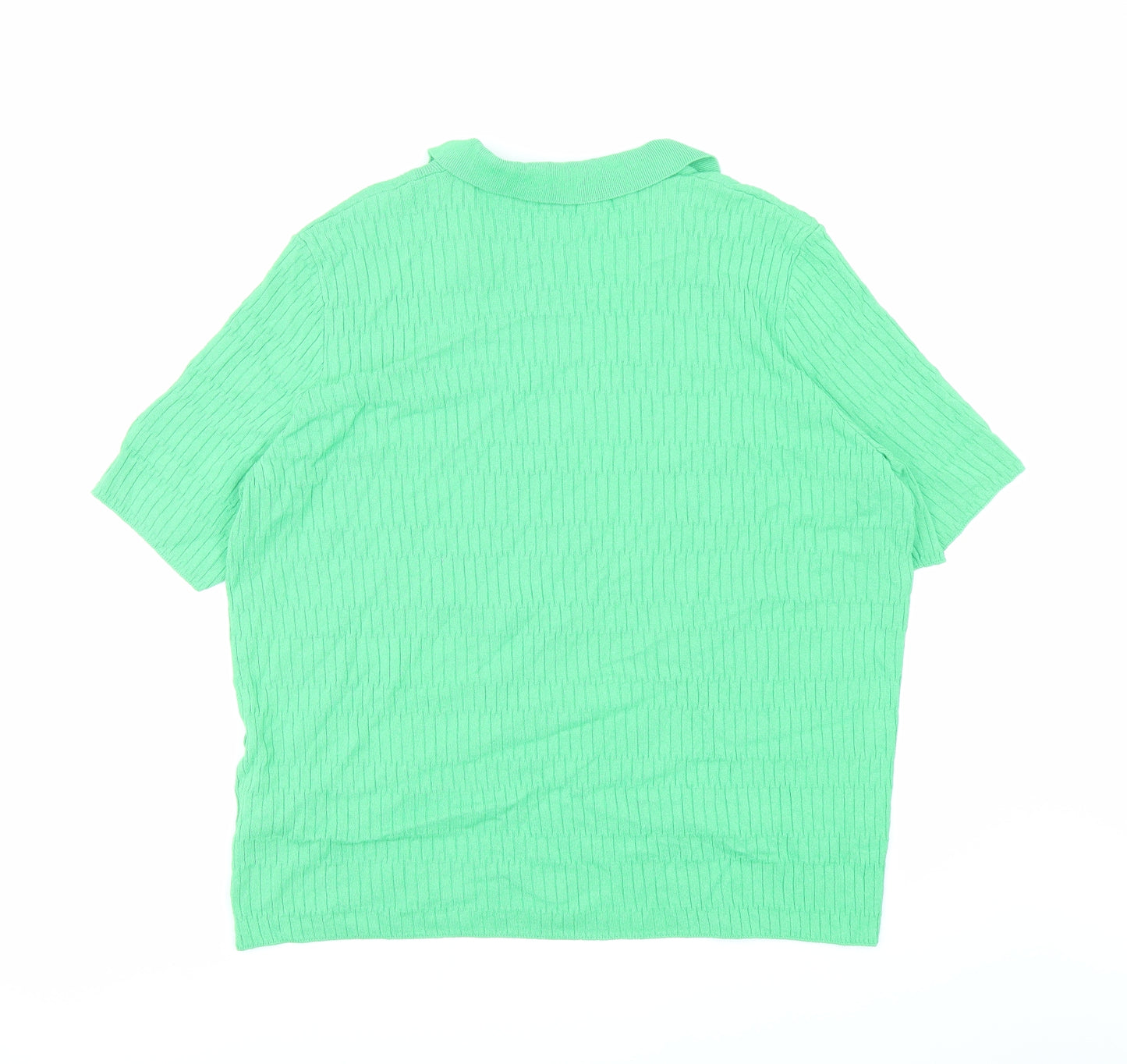 Marks and Spencer Womens Green Collared Viscose Pullover Jumper Size L