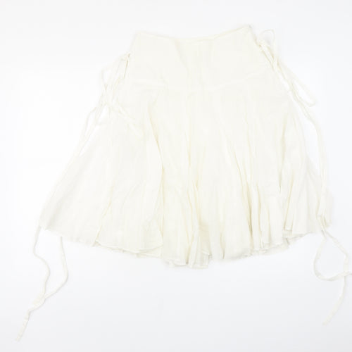 Miss Selfridge Womens White Cotton Swing Skirt Size 6 Zip - Tie Detail