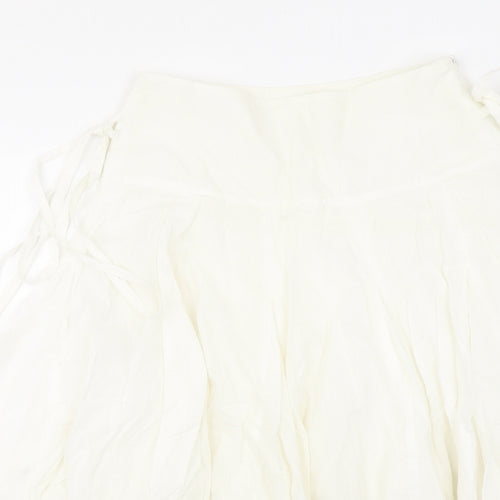 Miss Selfridge Womens White Cotton Swing Skirt Size 6 Zip - Tie Detail