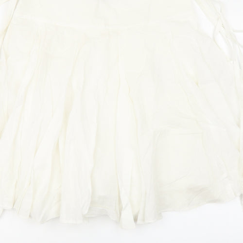 Miss Selfridge Womens White Cotton Swing Skirt Size 6 Zip - Tie Detail