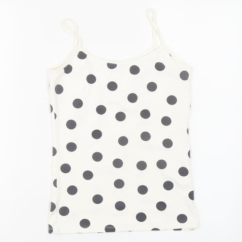 Zara Womens White Polka Dot Polyamide Camisole Tank Size S Round Neck