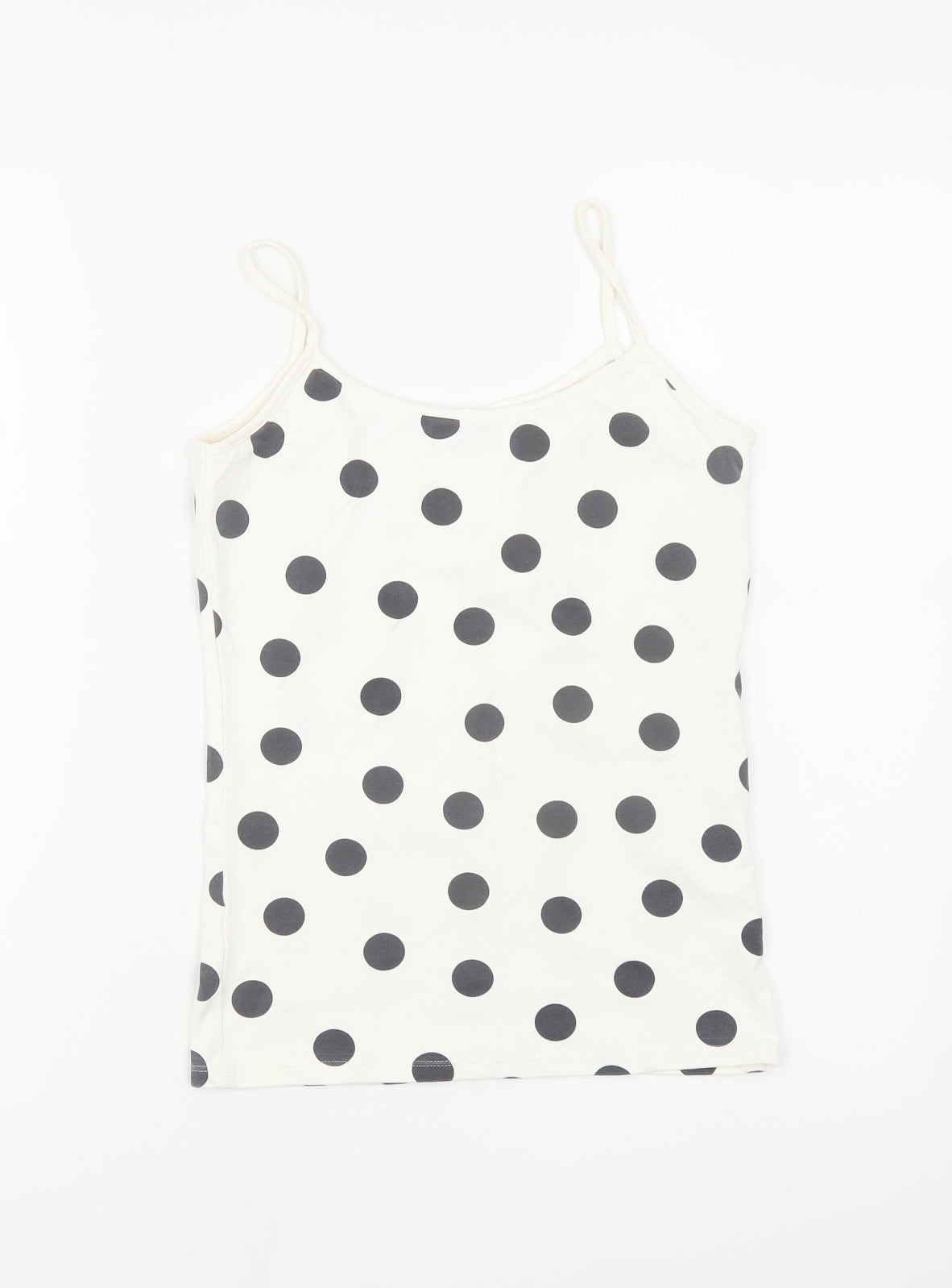 Zara Womens White Polka Dot Polyamide Camisole Tank Size S Round Neck