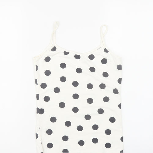 Zara Womens White Polka Dot Polyamide Camisole Tank Size S Round Neck
